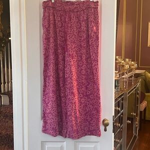 Knox Rose boho pink wide leg pants drawstring large women’s p312